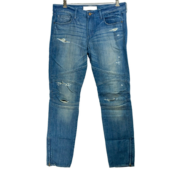 Women's Size 10 Jeans ABERCROMBIE FITCH Distress Skinny Ankle Zip 100% Cotton - Picture 1 of 6